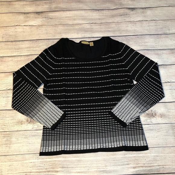 Caslon Tops - Caslon Black Striped Sweater Top Size SP